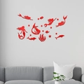 Pegatinas de pared sirena 3D en acrílico rojo para dormitorio niñas y salón - Rojo