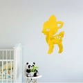 Macro detail of cartoon deer mirror wall sticker made from yellow acrylic for kids rooms - Gold (JM550)