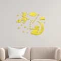 Pegatinas de espejo acrílico amarillo con mago y niña luna para cuarto de niños decor - Dorado