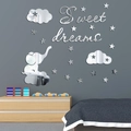 Pegatinas de espejo acrílico con elefante y estrellas para decoración cuarto infantil - Estilo Plateado (JM904)