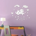 Pegatinas de pared de espejo acrílico de unicornio y arcoíris para dormitorio - Plateado