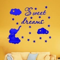 Pegatinas de pared elefante acrílico espejo azul con nubes y estrellas sweet dreams niños - Estilo Azul (JM904)