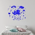 Pegatinas de pared de espejo acrílico azul con diseño de unicornio, arcoiris y estrellas - Azul
