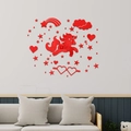 Pegatinas de pared de espejo acrílico rojo con unicornio y arcoíris para decoración - Rojo