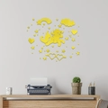 Pegatinas de pared de acrílico espejo dorado con unicornio y estrellas para decoración - Dorado