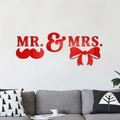 Pegatinas de pared 3D de espejo acrílico rojo Mr & Mrs para decoración de boda - Rojo