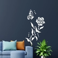 Pegatinas de pared 3D espejo plata rosa y mariposa para decoración de sala de estar - Plateado