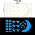 Luminous moon and star wall sticker set with blue glow effect for kids room - Dots Stars Moon (Blue - YG236)