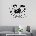 Detail view of black acrylic mirror unicorn wall stickers set for living room home decor - Black