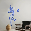 Pegatinas de pared 3D de acrílico espejo azul con flores y mariposas para sala de estar - Azul