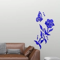 Pegatina de pared 3D acrílico espejo rosa y mariposa azul marino para decoración - Azul
