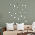 Stickers muraux 3D miroir en acrylique avec motif de trèfles pour décor de maison - Argenté