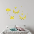 Pegatinas de pared 3D de acrílico espejo amarillo para decoración de dormitorio - Dorado