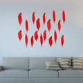 Adesivi murali piuma a specchio acrilico rosso set da 18 per decorazione del soggiorno - Rosso