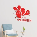 Stickers muraux Halloween 3D en acrylique rouge avec fantômes mignons et lettres décor - Rouge