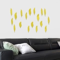 Set di 18 adesivi murali piuma in acrilico dorato per decorazioni moderne del soggiorno - Oro