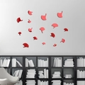 Set de pegatinas de pared 3D de hojas de ginkgo en acrílico rojo para salón moderno - Rojo
