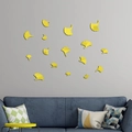 Pegatinas de pared 3D de hojas de ginkgo amarillas para decoración de salón moderno - Dorado