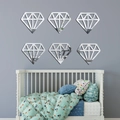 Set di 6 adesivi murali 3D a specchio in acrilico a diamante per decoro argento - Argento
