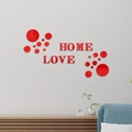 Red 3D acrylic wall stickers with HOME and LOVE letters and dots for living room decor - Red