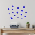 Pegatinas de pared 3D de hojas de ginkgo azul real en acrílico para sala moderna - Azul