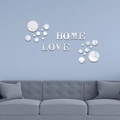 Modern 3D acrylic mirror wall stickers with HOME and LOVE letters for home decor - Silver