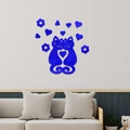 Pegatina de pared de gato en acrílico espejo azul con diseño 3D para decorar cuarto - Azul
