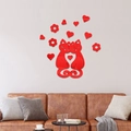 Pegatinas de pared 3D de acrílico rojo con gatos y corazones para decorar el hogar - Rojo