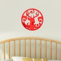 Pegatina de pared de espejo acrílico rojo con diseño de cabeza de ciervo para dormitorio - Rojo
