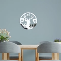 Pegatina de pared de espejo acrílico con emblema de ciervo para decoración moderna - Plateado