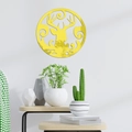Pegatina de pared de espejo con cabeza de ciervo amarilla para decoración de salón - Dorado