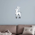 Moderner 3D Spiegel Wandaufkleber im Hirsch-Design für stilvolle Dekoration über dem Sofa - Silber