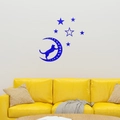 Stickers muraux en acrylique bleu chat et lune sur un canapé pour déco de chambre - Bleu