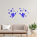 Adesivi murali 3D specchio blu con angeli Cupido e stelle per la decorazione della casa - Blu