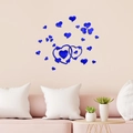 Stickers muraux en acrylique miroir bleu en forme de cœur pour déco chambre effet 3D - Bleu