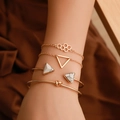 Boho-Armband-Set in Gold mit Marmor-Dreieck und geometrischen Schildkröten-Anhängern - Geometrisches 5-teiliges Set (4291)