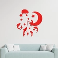 Stickers muraux 3D en acrylique rouge avec un garçon sur la lune et des étoiles - Rouge