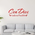 3D red acrylic mirror wall sticker with Spanish quote Con Dios todo es Posible - Red