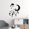 Kreative 3D-Wandaufkleber aus Acryl mit einem Jungen, der auf dem Mond angelt - Schwarz