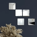 Five-piece square acrylic mirror wall stickers set for modern living room home decoration - Silver