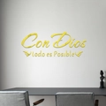 Golden acrylic mirror wall sticker with Spanish quote Con Dios todo es Posible - Gold