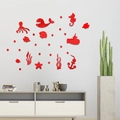 Stickers muraux 3D miroir en acrylique rouge sur le thème de l'océan pour chambre enfant - Rouge