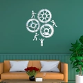 Creative gear and figure acrylic mirror wall stickers for living room sofa backdrop decoration - Silver