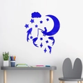 Stickers muraux 3D acrylique bleu lune et garçon pour décor miroir de chambre - Bleu