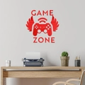 Pegatina de pared 3D Game Zone de acrílico rojo con mando para cuarto de niños - Rojo