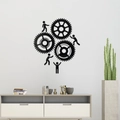 Industrial style 3D black acrylic gear wall stickers with climbing figures for home decor - Black