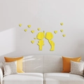 Pegatinas de pared 3D de acrílico con siluetas de niños besándose y corazones rojos - Dorado