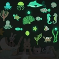 Adesivi murali fluorescenti animali marini per cameretta bambini effetto luminoso - Animali Marini Luce Verde (HP-YG002)