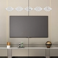 Adesivi murali a specchio in acrilico con motivi a volute per decorazione parete TV - Stile Voluta Specchio Argento (JM3210)