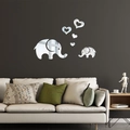 Pegatinas de espejo plateadas con forma de elefante y corazón para decorar paredes - Plateado (JM603)